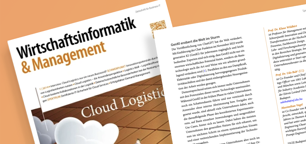 Maximilian Vogel, Klaus Wildhirt and Udo Bub featured in  Wirtschaftsinformatik & Management (Springer Nature)